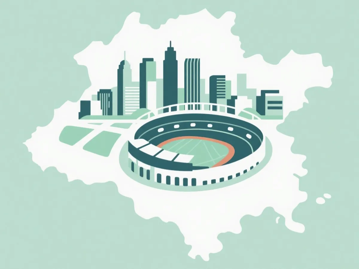 举办城市与球场分布示意图